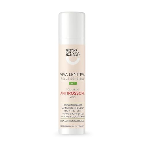 Viva Lenitiva Bio - Crema Antirossore, Idratante – Pelle Sensibile, Prurito, Dermatite, Couperose, Doposole, Coadiuvante Rosacea (50 ml)