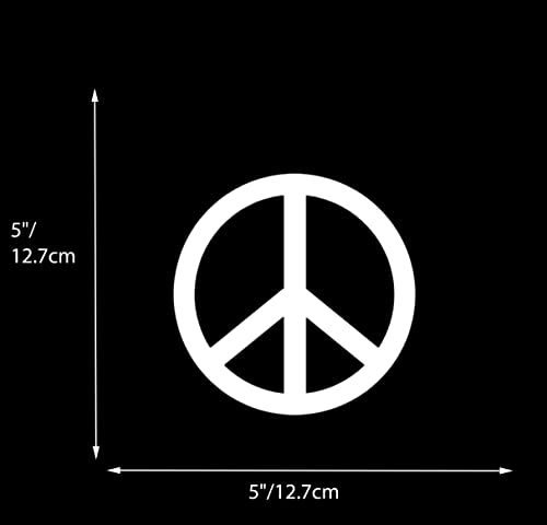 Image of Peace Sign Love Symbol Decal Vinyl Sticker for Car Truck Window Bumper Laptop White 2 Pack