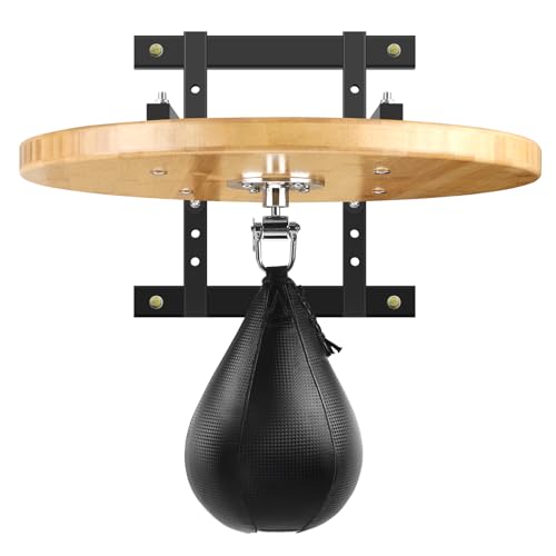 WYGVNR Adjustable Speed Bag Platform Kit with Speed Punching Bag & Professional Speed Bag Swivel for Boxing Training, Exercise, Fitness (Bamboo Wood)