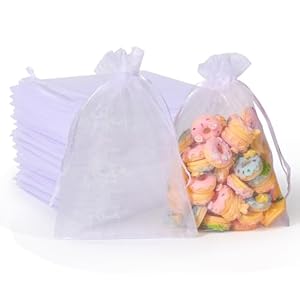 Hopttreely 100pcs Organza Bags White 4x610X15CM Satin Drawstring Organza Pouch Wedding Party Favor Gift Bag Jewelry Watch Bags