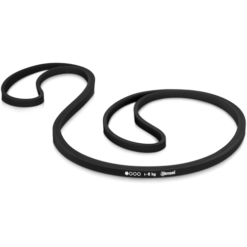 SENSEI Bande Élastique Sport (1-8 kg) – Extra Légère pour Échauffement & Kinésithérapie – E-Book d'Exercices Inclus – Noir