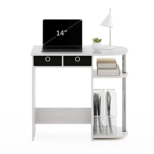 Image of Furinno Go Green Desk, 31.5 inch Wide Gaming Desk with 2 Side Shelves and Storage Bins, Computer Desk, Office Desk for Home Office, Study Room, Dorm, Bedroom, White Oak