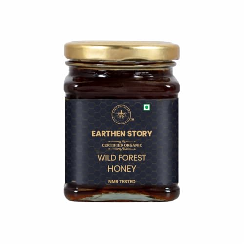 Image of Earthen Story Certified Organic Wild Forest Honey 250 g | NMR Tested & Lab Tested for 290+ Pesticides | Certified Organic (NPOP) & Traceable with Transaction Certificate | Raw Honey in Glass Jar