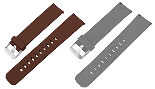 Image of ACM Pack of 2 Watch Strap Silicone Belt 20mm Compatible with Inbase Urban Lyf M Smartwatch Casual Classic Band (Brown /Grey)