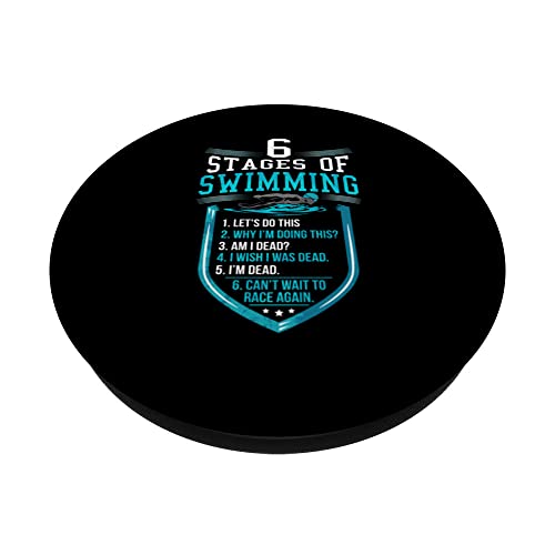 Gifts For Swimmers Swim Team Gifts Funny Swimming Funny Swim PopSockets Swappable PopGrip, Black - Image 2