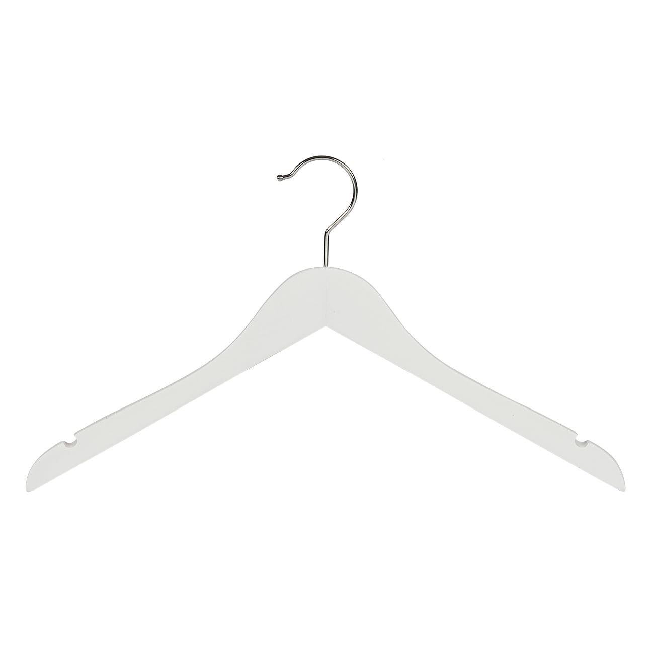 Perchas, 20 Piezas, Madera de Loto, Blanco, Lacado, Muescas, Blusa, Camisa, Chaqueta, Gancho Giratorio 360°, 44 cm (7101BA_01/20)