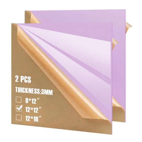Image of 2pcs Pastel Cell Cast Acrylic Sheets Purplish Blue 1 /8inch (3mm) 11.75x11.75 300x300mm Glossy Matte Laserable Plexiglass Sheets Plasitc Board for Laser Cutting Engraving DIY Project Craft Sign