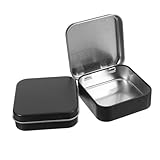 Homoyoyo 2 piezas Caja Metálica Pequeña Contenedores de Almacenamiento Retro Resistente y Protectora Organizador para Joyas y Objetos Personales Hogar y Viaje Color Negro Mate Tapa