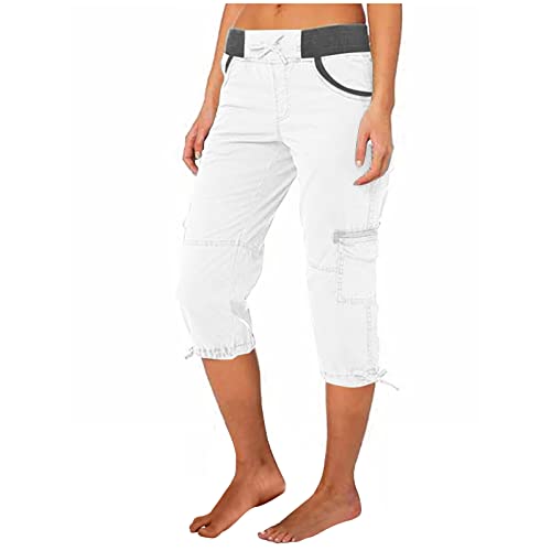 EMATOP 3/4 Sporthose Damen Sommer Cargohosen Einfarbig Regular Fit...