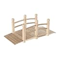 Kinsunny 5 Ft Garden Bridge - Wooden Footbridge for Outdoors, Safety Side Rails with Fashionable Design, Decorative Garden Walkway for Stream, Creek, Pond, Natural
