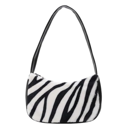 Gatuida 1 Pc Bolsa para Las Axilas Monedero Esponjoso Monedero con Estampado De Vaca Monedero Peludo Monederos Borrosos para Mujer Bolsa con Estampado De Cebra Felpa Antiguo Bolso Compras
