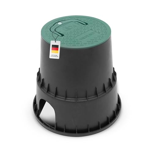 blizz-z Ventilbox rund ohne Kugelhahn | Ventilkasten Verteilerkasten mit Deckel für Gartenbewässerung (Ø24 3 cm H 22 9 cm rund)