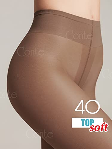 Image of Conte Tights for Sensitive Skin Sheer to Waist Hipster Low-Rise Pantyhose with Adjustable Belt, Top Soft 40 Den