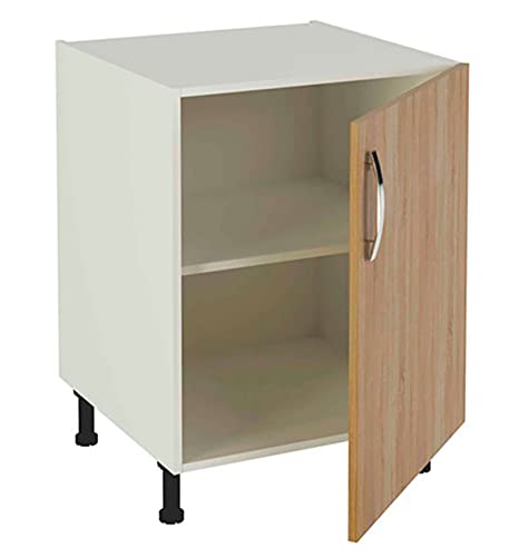 Meuble bas de cuisine 1 porte coloris chêne cortez - Hauteur 85 x Longueur 60 x profondeur 58 cm -PEGANE-