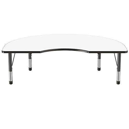 Image of FDP Dry-Erase Kidney Activity School and Classroom Kids Table (48 x 72 inch), Chunky Toddler Legs for Collaborative Spaces, Adjustable Height 15-24 inches - Whiteboard Top and Black Edge