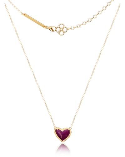 AICase 18K Gold Plated Heart Pendant Necklace for Women,Fashion Dainty Simple Adjustable Length Jewelry,Anniversary Birthday Gifts for Women/MoM/Sister/Friends/Her/Wife/Grandma/Coworker_Red