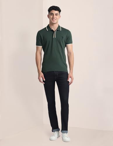 Image of Striped Placket Slim fit Polo Shirt