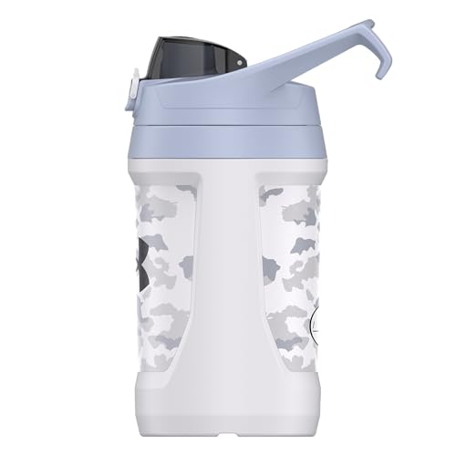 Image of Under Armour 32 oz Insulated Water Bottles - Sports Water Jug with Fence Hook, Leak Resistant for Baseball, Football & More, 32 oz Insulated, White Woodland
