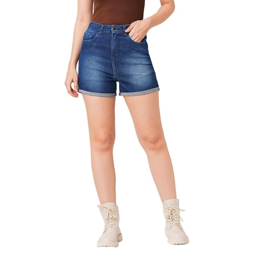 Image of Globus Women Black Slim Fit Mid Rise Hot Short