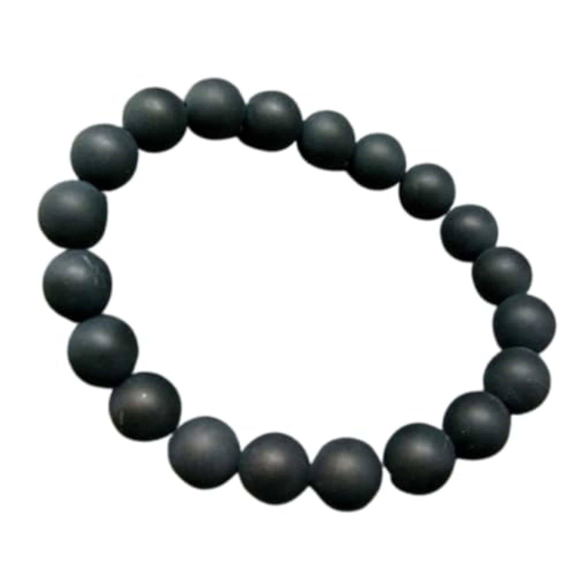Unisex Natural Shammanite 10mm Round Bead Stretchable Bracelet