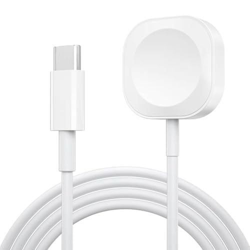3P SPACE Cavo di Ricarica Magnetico per Apple Watch USB – Caricatore Wireless Compatibile con Apple Watch Series Ultra / 9/8 / 7/6 / SE – Bianco (Con Connettore Type-c)