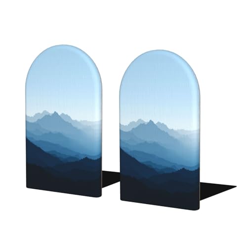 Mountain Silhouette - Sujetalibros minimalistas atrevidos para estantes, 2 unidades, organizador de madera para bibliotecas de oficina en casa