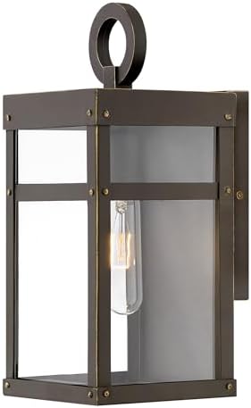 Hinkley Porter Extra Small Wall Mount Lantern, 120V, Add Security to Porches, Patios and Exterior Spaces with Ultra-Durable Outdoor Lighting, Aluminum Wall Light, 100w Bulb Included, Oil Rubbed Bronze