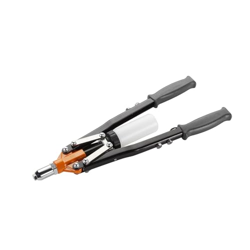 Remachadora manual de 2 manos, alta resistencia, diseño ergonómico, adecuada para fijar piezas metálicas y reparaciones en proyectos variados.