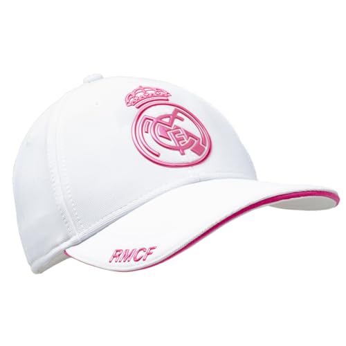 Gorra RM Blanco Escudo Rosado Metalizado Relieve Adulto Unisex Ajustable | Producto Oficial