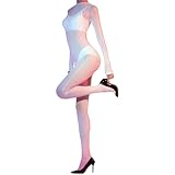 ZCGFKANYU Women's Bodystocking Oil Shiny Glossy Body Stockings Nylon Full Bodysuit Catsuit Long Sleeved Sexy Tights Pantyhose