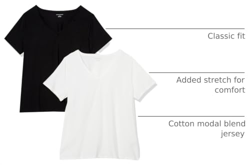 Image of Amazon Essentials Women's Plus Size Short-Sleeve V-Neck T-Shirt