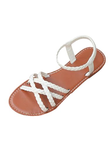 Image of Verdusa Women's Flat Sandals Strappy Dressy Ankle Strap Casual Summer Thong Sandals for Beach