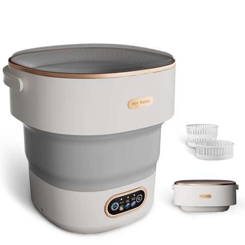 YMXA Mini Laundry Machine 16L — Foldable Portable Laundry Machine and Spinner for Baby Clothes, Underwear, Socks; Ideal for Travel, Dorms, Camping YMXA Mini Laundry Machine 16L — Foldable Portable Laundry Machine and Spinner for Baby Clothes, Underwear, Socks; Ideal for Travel, Dorms, Camping