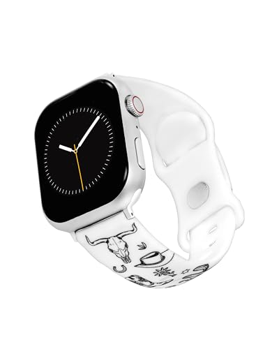 Wrangler Western Icon Silicone Band for Apple Watch Fits all Apple Watch Series and Sizes (White)