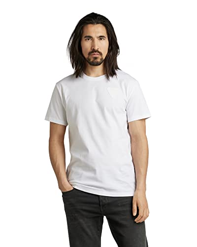 G-STAR RAW Shield Chest High Density T-Shirt Homme, Blanc (white D22386-336-110), M
