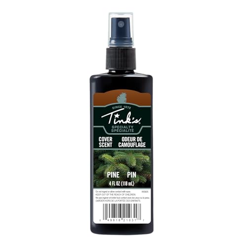 Tink's Pine Power Cover Natural Odor Eliminator and Human Scent Blocker, Easy Application for Hunting Gear, Clothes, or Boots, 4 Oz Spray Bottle,