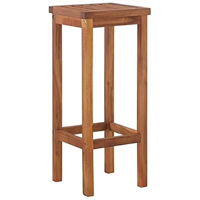 DXKDUSOKJ Set of 2 Solid Acacia Wood Outdoor Bar Chairs with Footrests, Rustic Design for Garden Patio Terrace, Easy Assembly