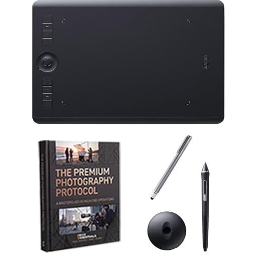 Wacom PTH660 Intuos Pro Medium Creative Pen Tablet, Black Bundle with Corel Paintshop Pro 2018 (Digital Download Card) and Stylus Pen with Pocket Clip