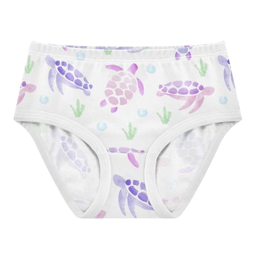 Wusikd Colorful Sea Turtle Girls' Underwear Cotton Watercolor Girls Briefs Soft Toddler Underwear 8T