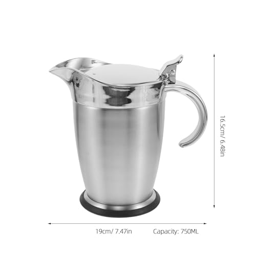 Saucière en acier inoxydable 750 ml avec couvercle pichet sauce - 5