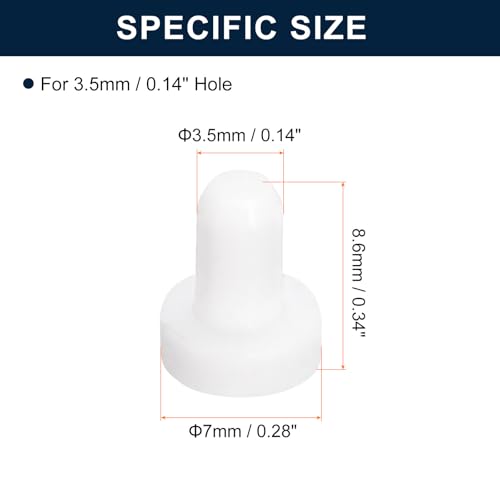 Image of uxcell 20 Pieces White Rubber Stopper, S3.5 Waterproof Plug Holes for 3.5mm / 0.14 inch Hole