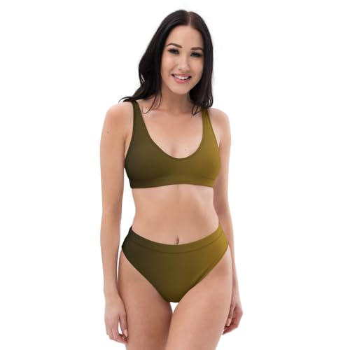 Bikini taille haute sculptant effet gainant dégradé marron confortable