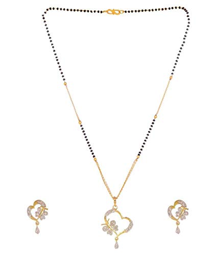 Molika American Diamond studded Antic Butterfly with Black Bead Gold Plated Mangalsutra with Earring Set For Women (B08TX3R85Y) Amazon Price History, Amazon Price Tracker