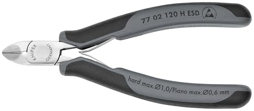KNIPEX Tools - Electronics Diagonal Cutters With Carbide Metal Cutting Edges, ESD (7702120HESD) -  77 02 120 H ESD