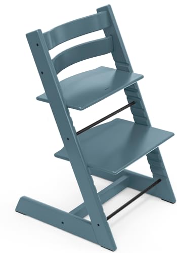 Image of Stokke Tripp Trapp High Chair, Fjord Blue - Adjustable, Convertible Chair for Children & Adults - Includes Baby Set with Removable Harness for Ages 6-36 Months - Ergonomic & Classic Design