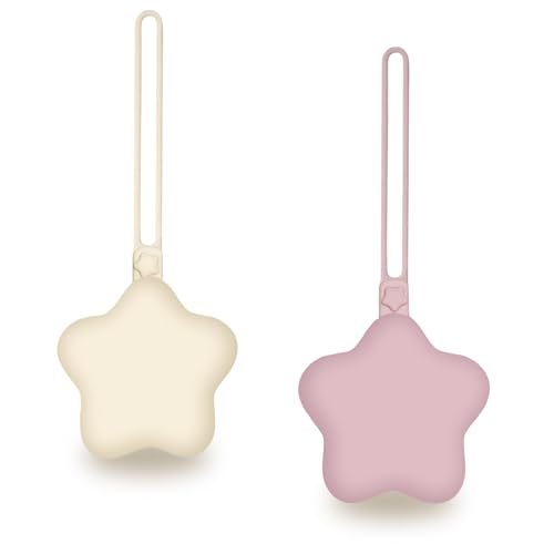 WeSweet Schnullerbox für unterwegs - 2er Pack Silikon Schnullerbehälter Schnullerhalter - Leicht zu Reinigen (Star Blue)