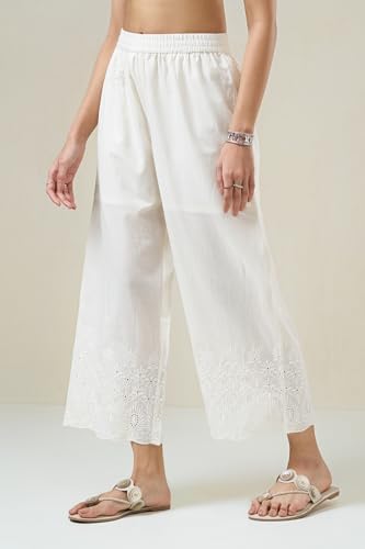 Image of Rangmanch by Pantaloons Women's 100% Cotton Bottoms | Regular Fit | Mid Rise Waist | Ankle Length