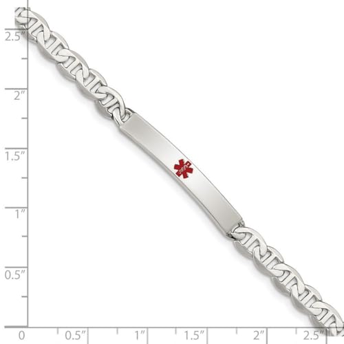 925 Sterling Silber gravierbarer Karabinerverschluss poliert medizinisch nautisch Schiff Mariner Anker Glieder ID Armband misst 5 mm breit Schmuck Geschenke für Frauen - Längenoptionen: 19 22