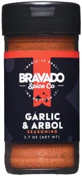 Garlic and Arbol Seasoning By Bravado Spice Gluten Free, Vegan, Low Carb Paleo All Natural 3 oz All Seasoning Bottle Award Winning Gourmet All Purpose Seasoning
