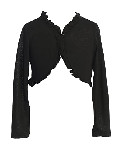 Image of BluNight Collection Little Girls Long Sleeve One Button Velvet Bolero Sweater Jacket Dress Cover Up